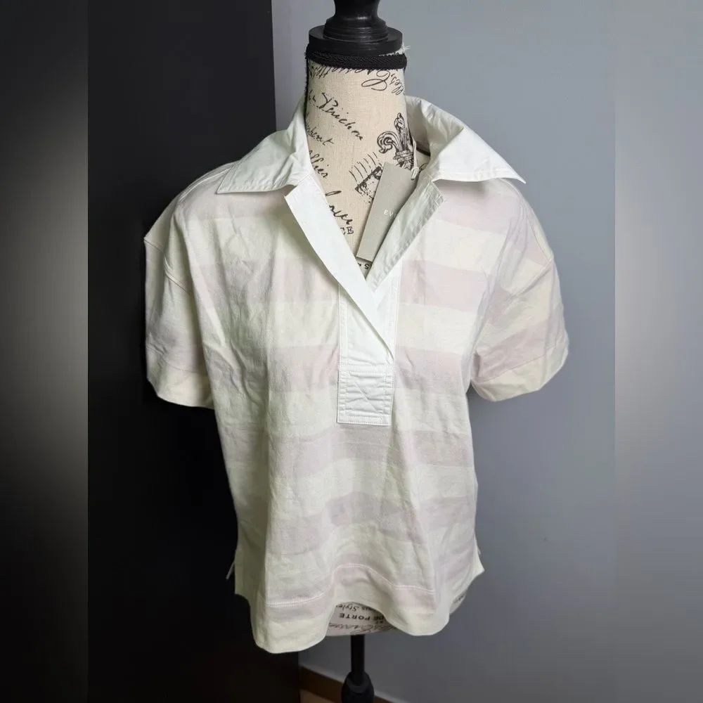 Everlane Cream and Purple Striped The Organic Polo Top NWT Size XS